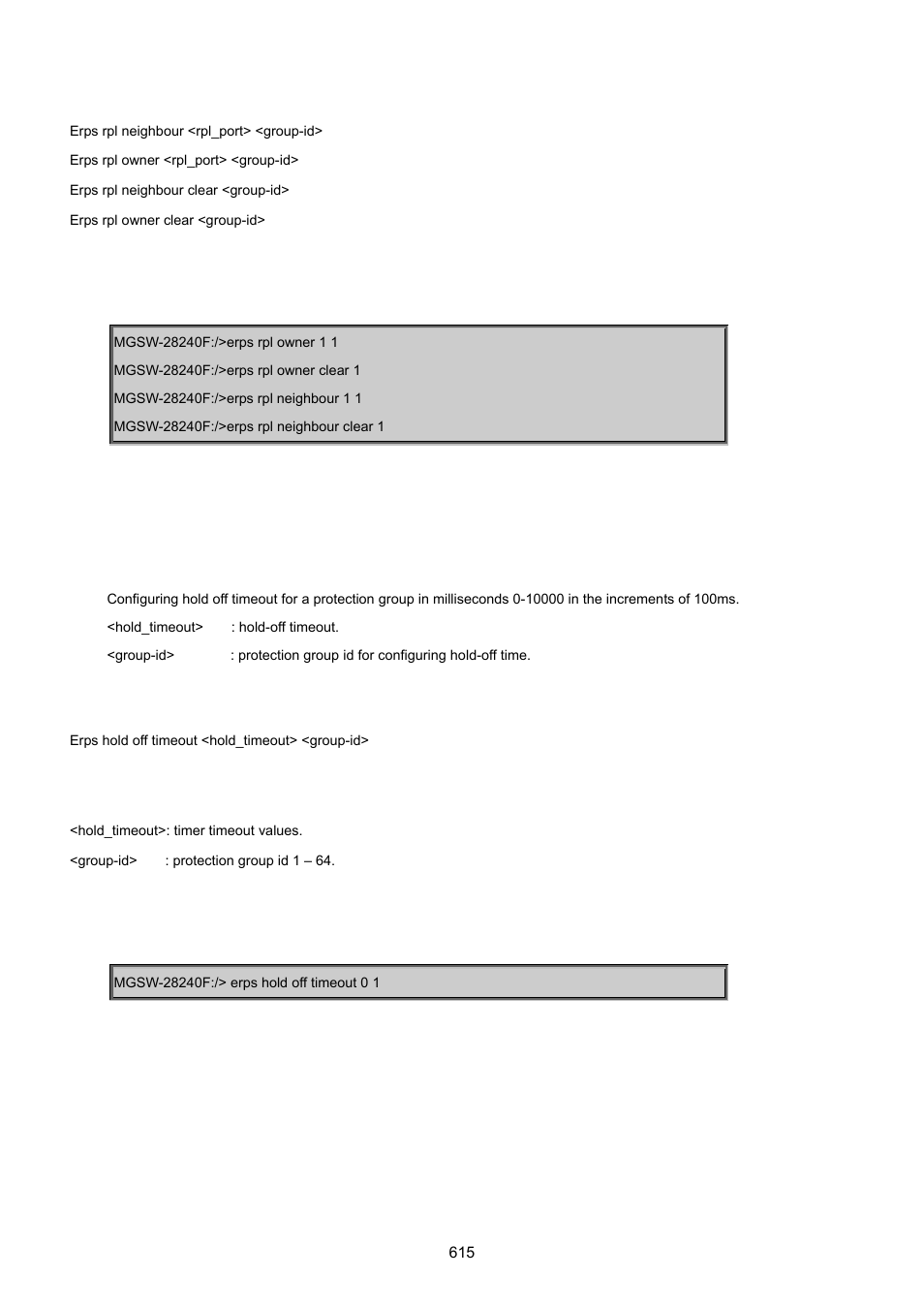 Erps hold off time out | PLANET MGSW-28240F User Manual | Page 615 / 643