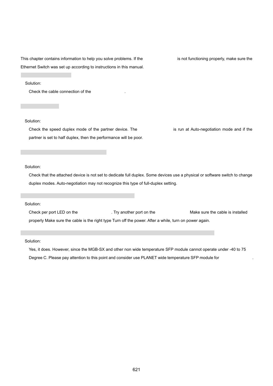 Trouble shooting | PLANET MGSW-28240F User Manual | Page 621 / 643