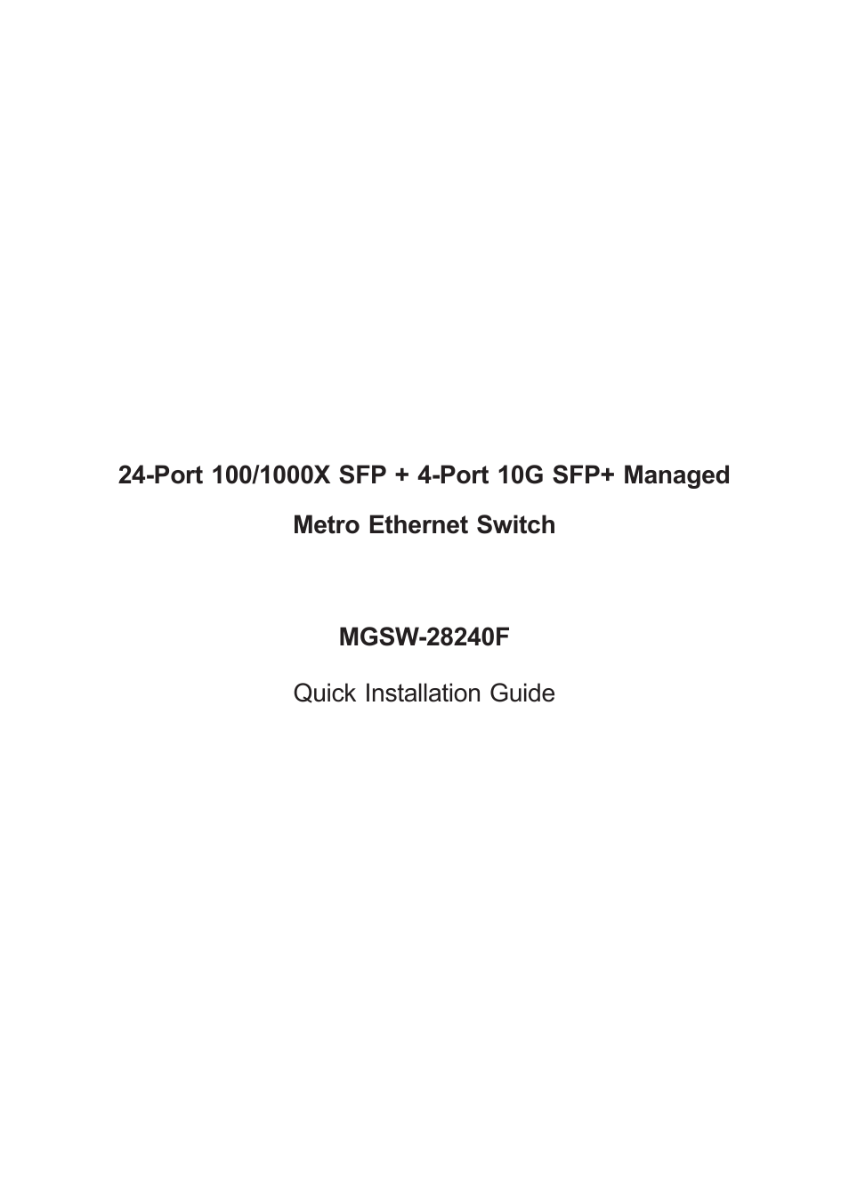 PLANET MGSW-28240F User Manual | 12 pages