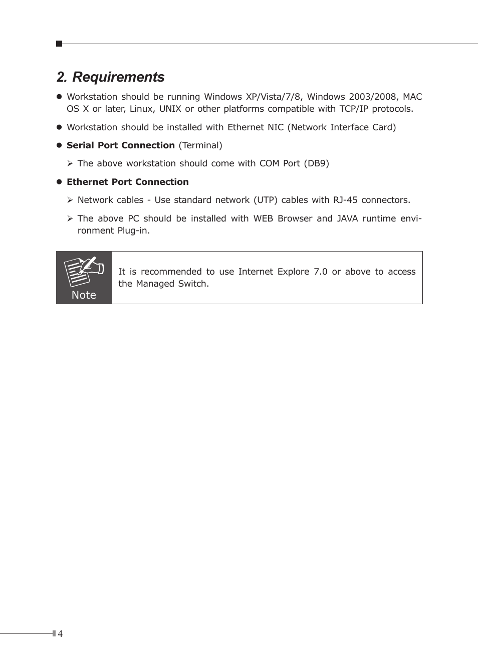 Requirements | PLANET MGSW-28240F User Manual | Page 4 / 12