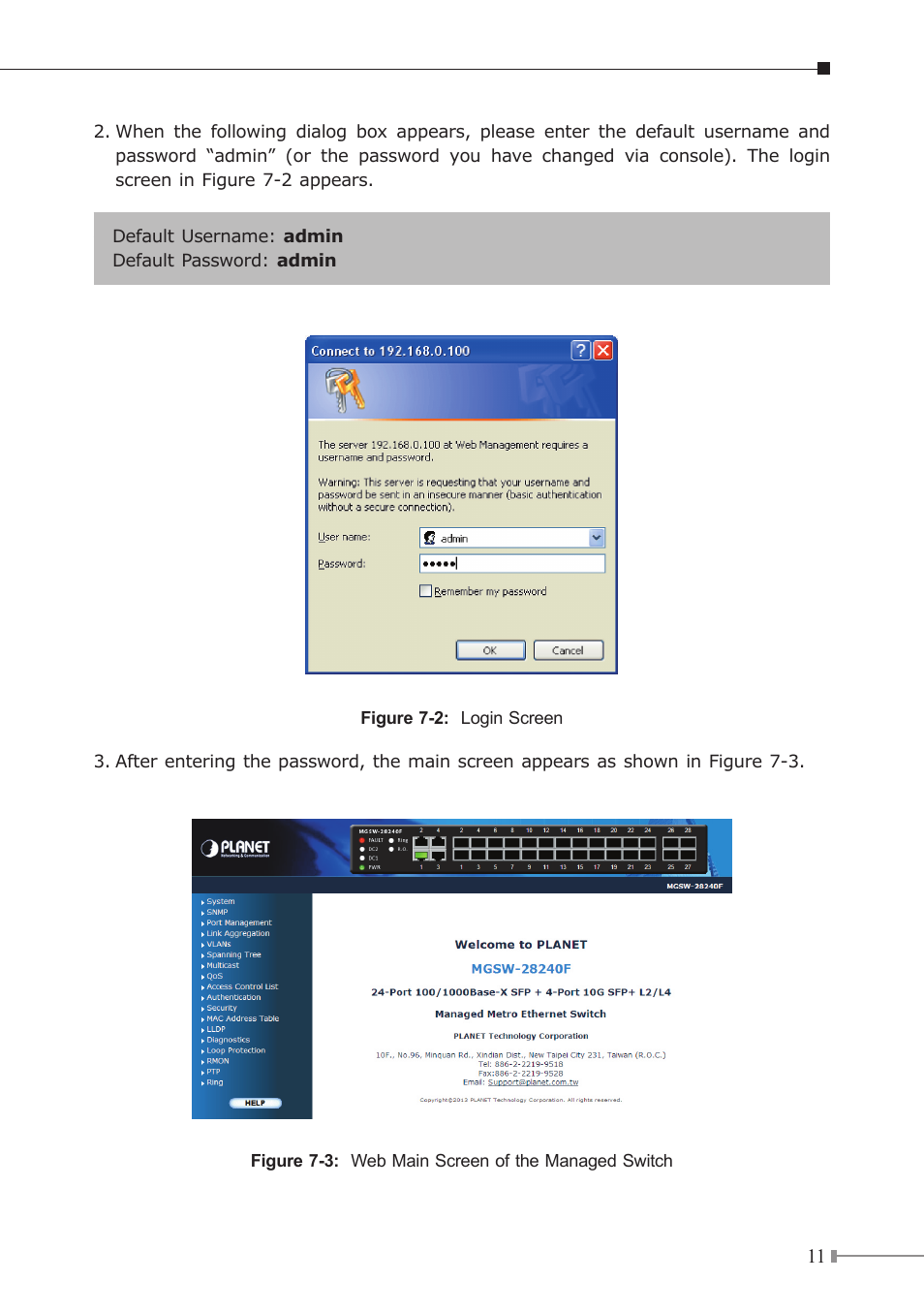 PLANET MGSW-28240F User Manual | Page 11 / 16