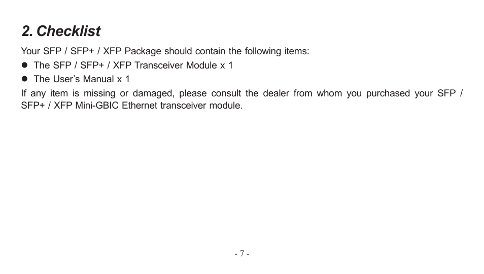 Checklist | PLANET EM-MII series_v7.0.pdf User Manual | Page 7 / 24