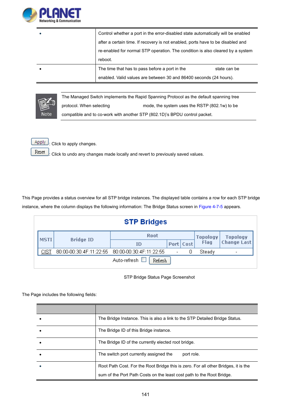 3 bridge status | PLANET SGS-5220-24P2X User Manual | Page 141 / 373