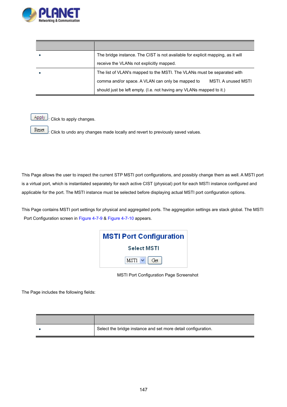 7 msti ports configuration, 7 msti port configuration | PLANET SGS-5220-24P2X User Manual | Page 147 / 373