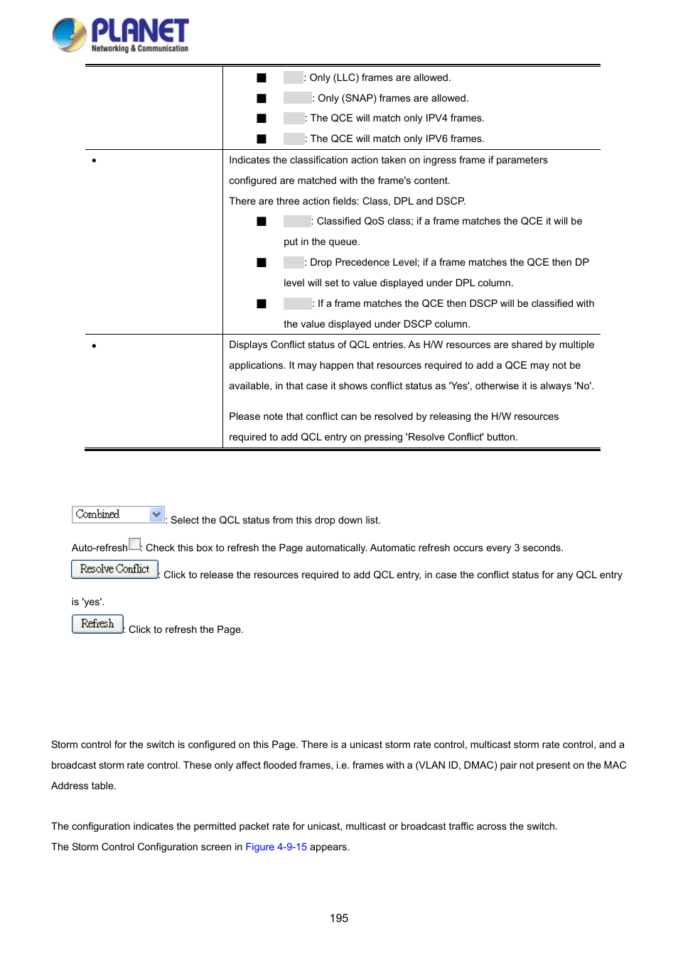 13 storm control configuration | PLANET SGS-5220-24P2X User Manual | Page 195 / 373