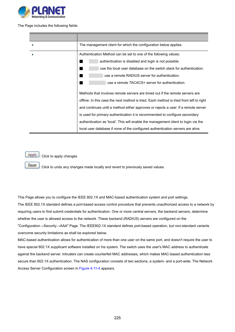 3 network access server configuration | PLANET SGS-5220-24P2X User Manual | Page 225 / 373