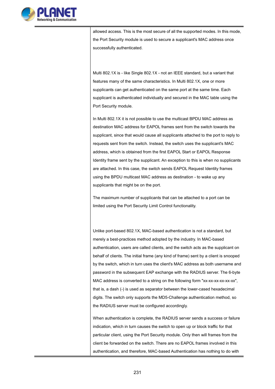 PLANET SGS-5220-24P2X User Manual | Page 231 / 373