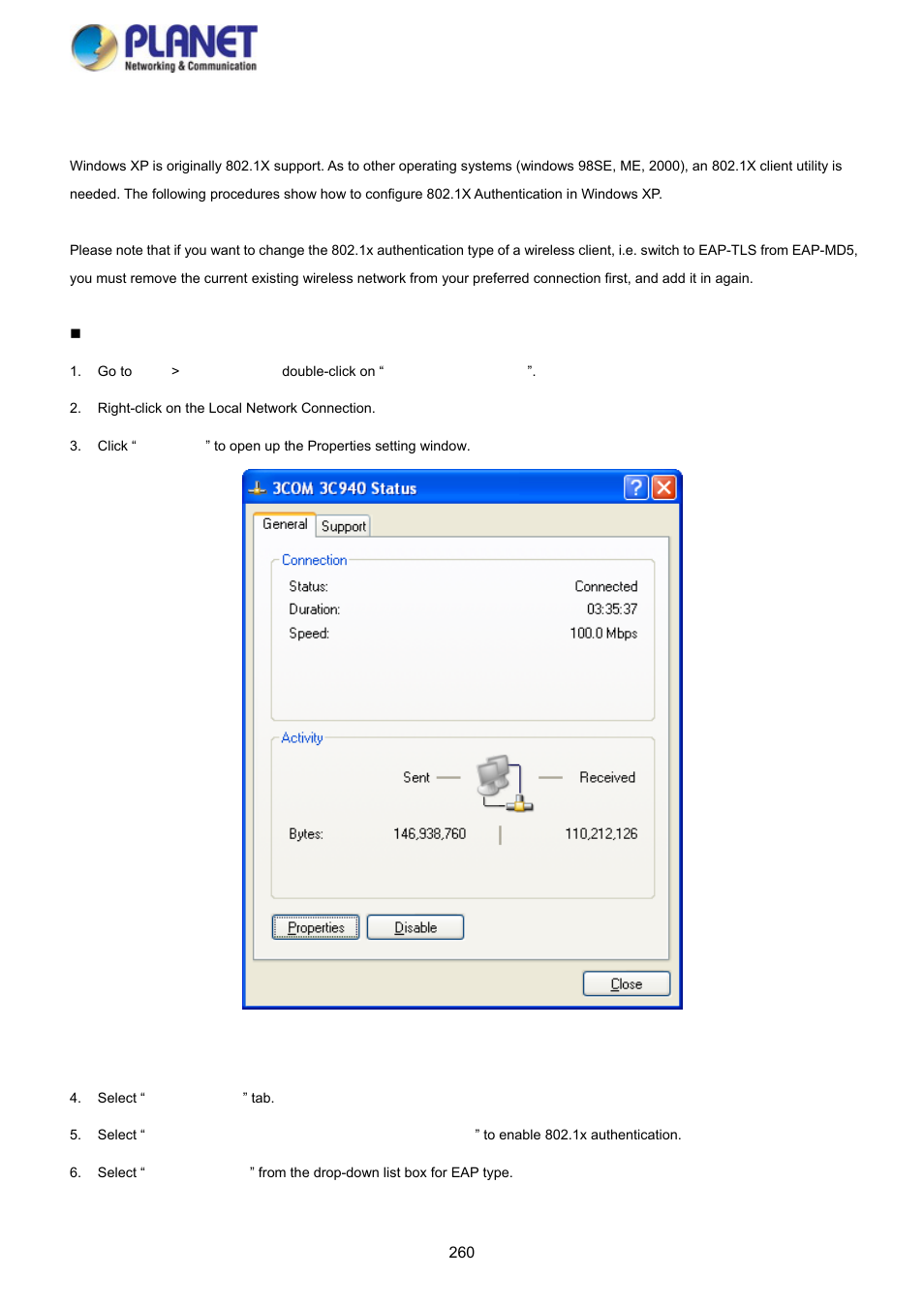 11 802.1x client configuration | PLANET SGS-5220-24P2X User Manual | Page 260 / 373