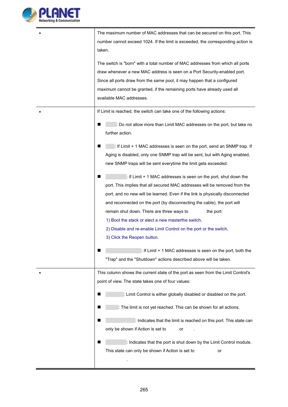 PLANET SGS-5220-24P2X User Manual | Page 265 / 373