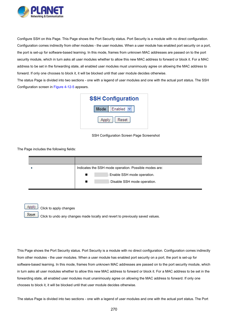 5 ssh, 6 port security status | PLANET SGS-5220-24P2X User Manual | Page 270 / 373