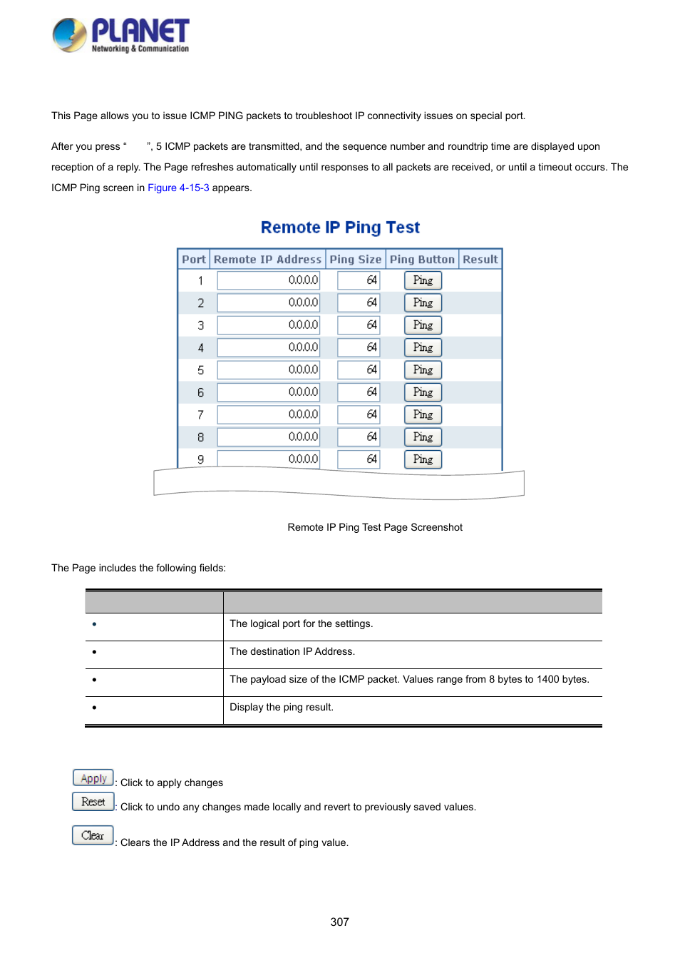 3 remote ip ping test | PLANET SGS-5220-24P2X User Manual | Page 307 / 373