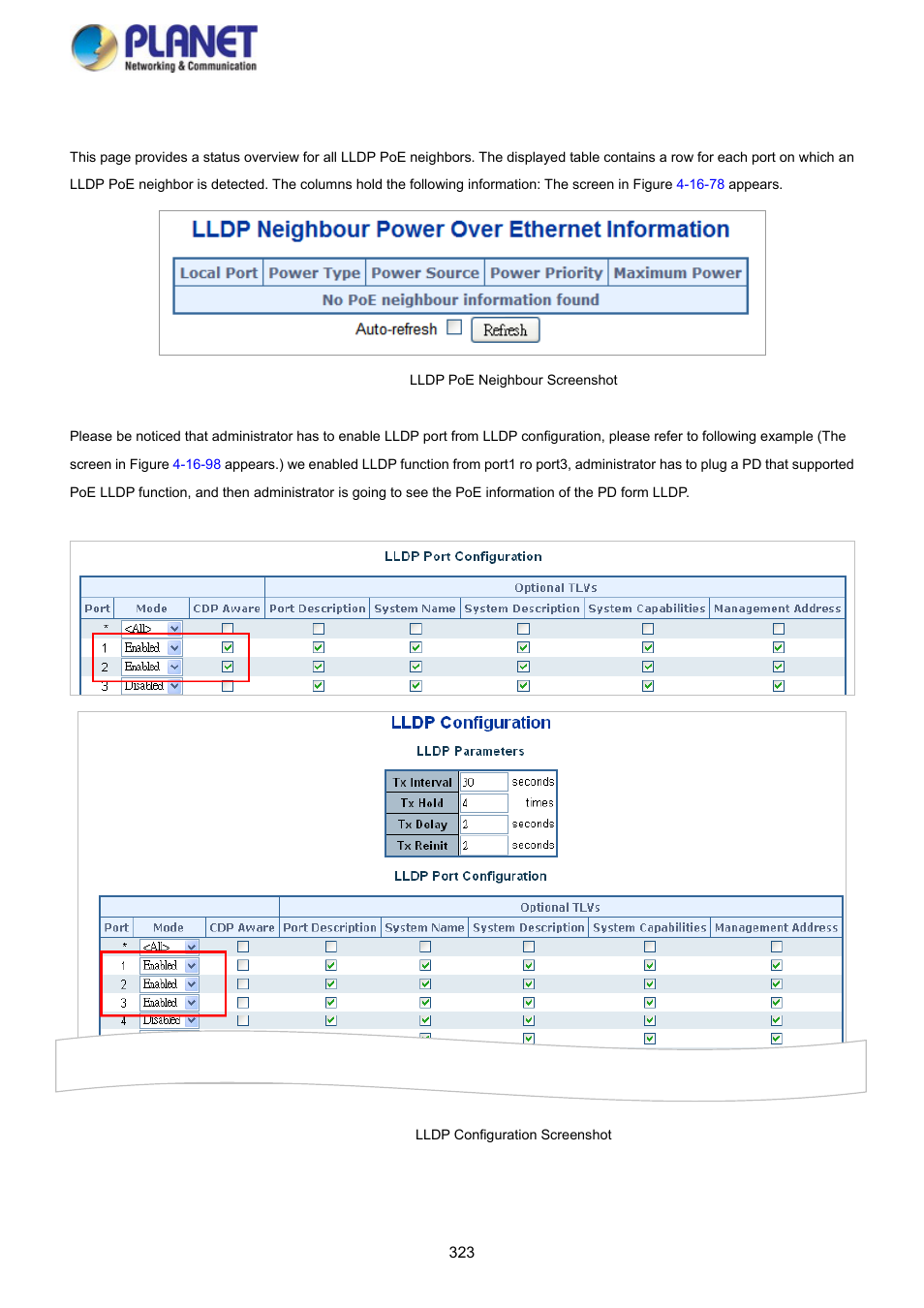 8 lldp poe neighbours | PLANET SGS-5220-24P2X User Manual | Page 323 / 373