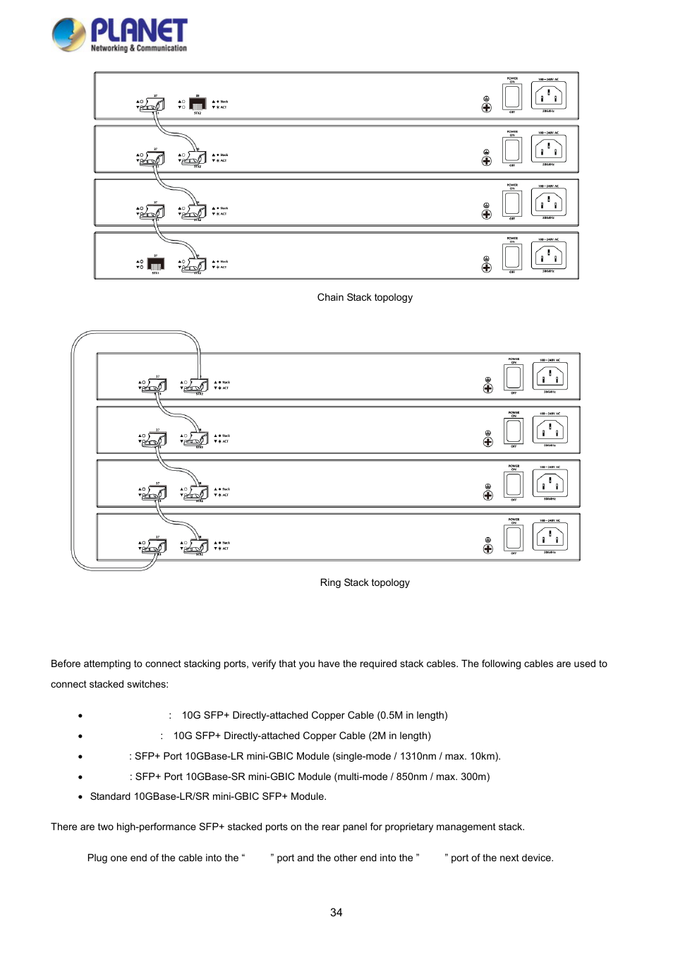 1 connecting stacking cable | PLANET SGS-5220-24P2X User Manual | Page 34 / 373