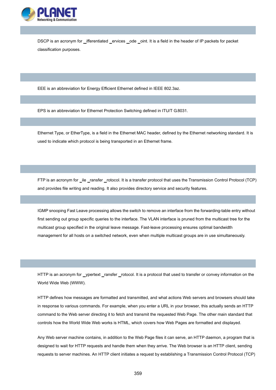 PLANET SGS-5220-24P2X User Manual | Page 359 / 373