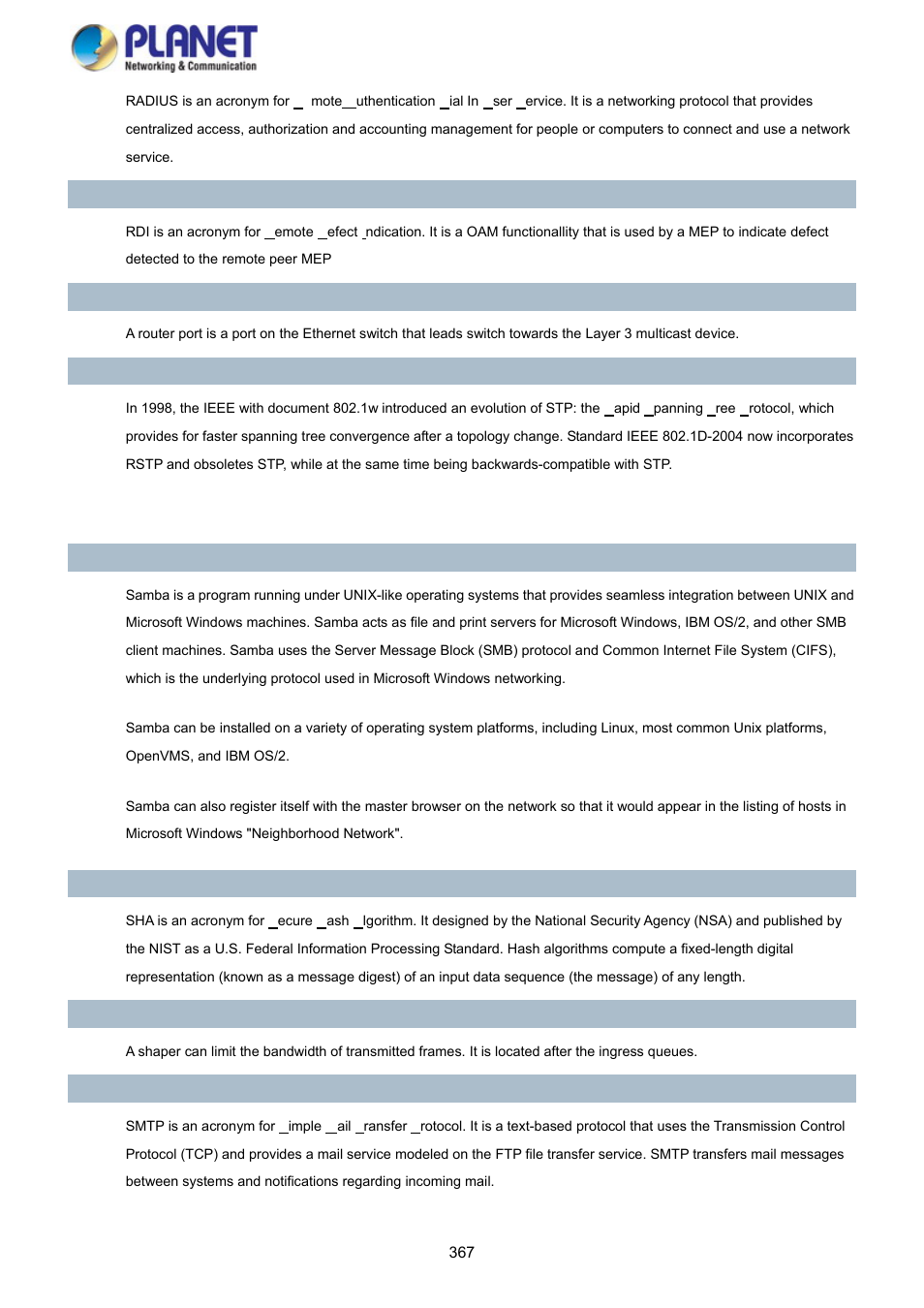 PLANET SGS-5220-24P2X User Manual | Page 367 / 373