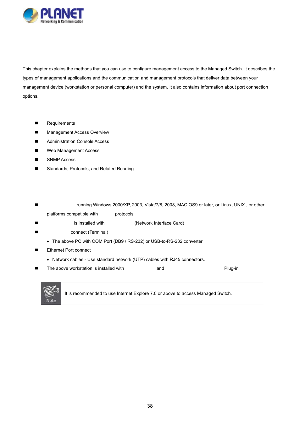 Switch management, 1 requirements | PLANET SGS-5220-24P2X User Manual | Page 38 / 373