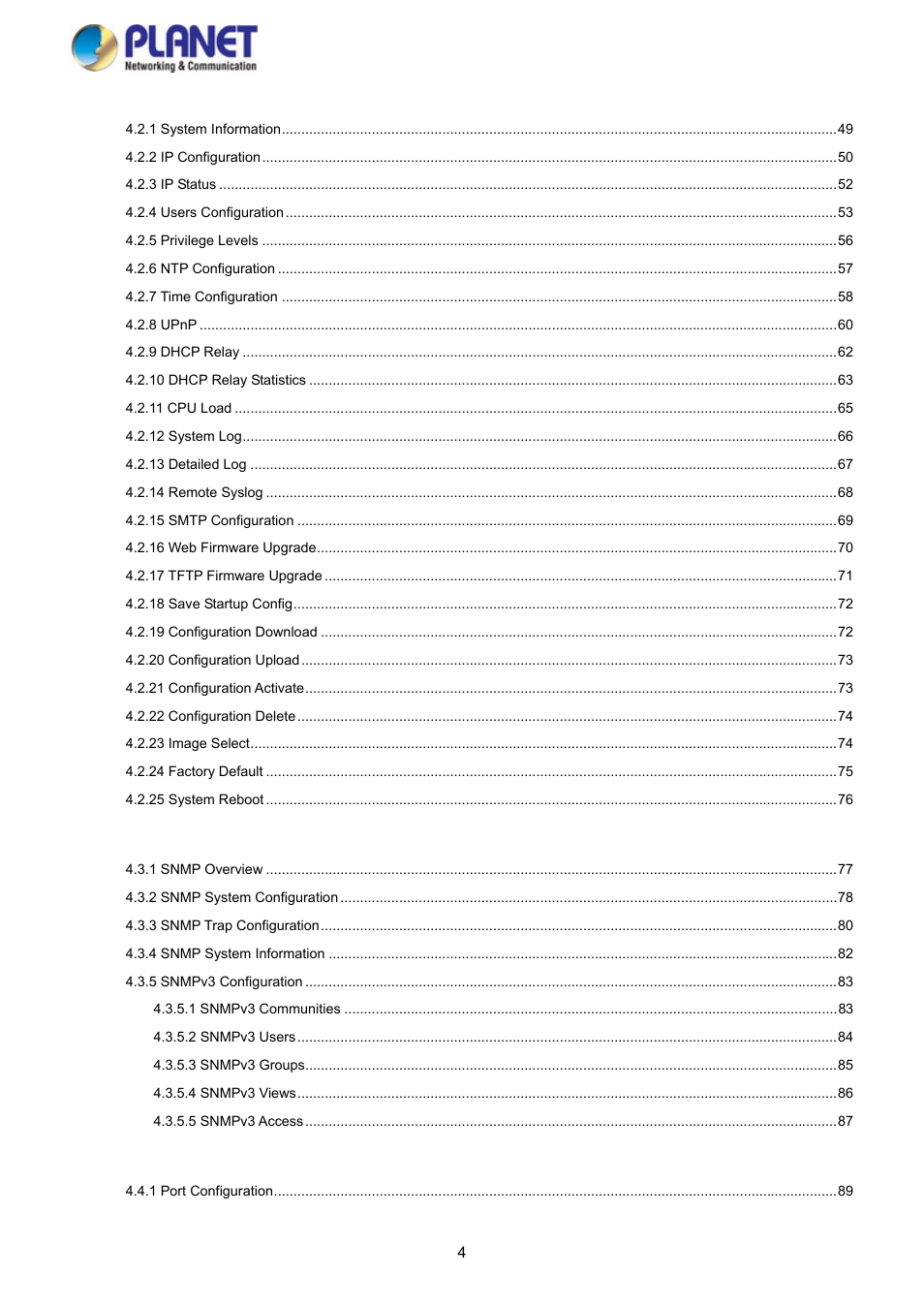 PLANET SGS-5220-24P2X User Manual | Page 4 / 373