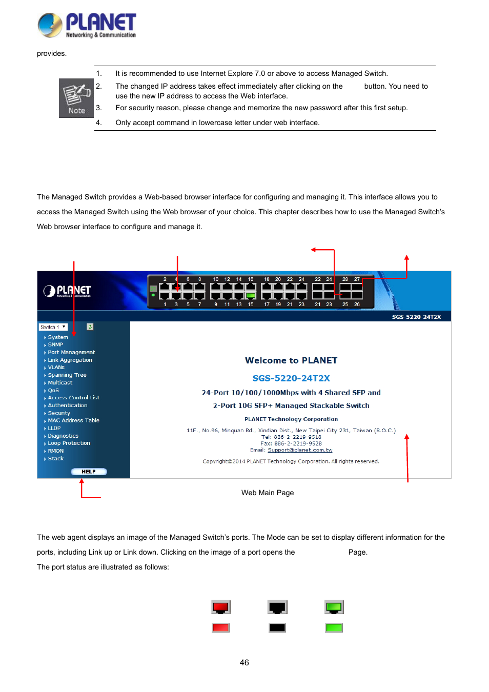 1 main web page | PLANET SGS-5220-24P2X User Manual | Page 46 / 373