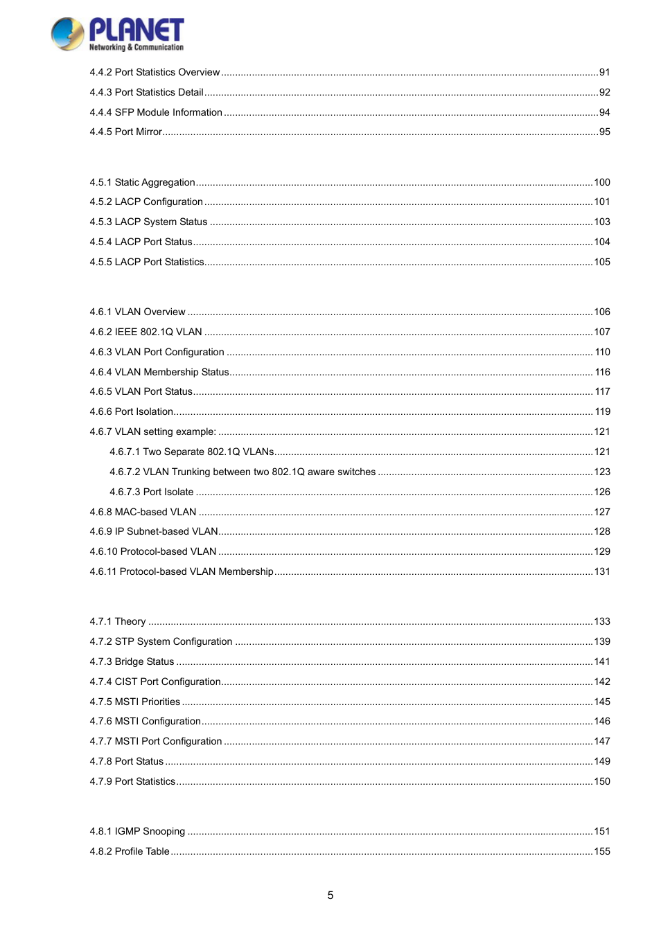 PLANET SGS-5220-24P2X User Manual | Page 5 / 373