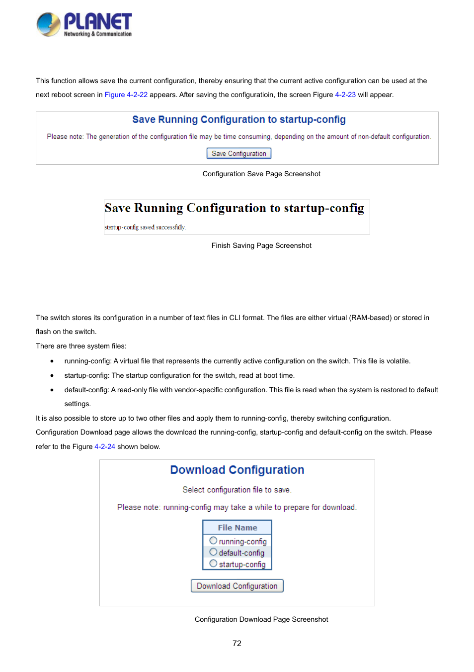 18 save startup config, 19 configuration download | PLANET SGS-5220-24P2X User Manual | Page 72 / 373