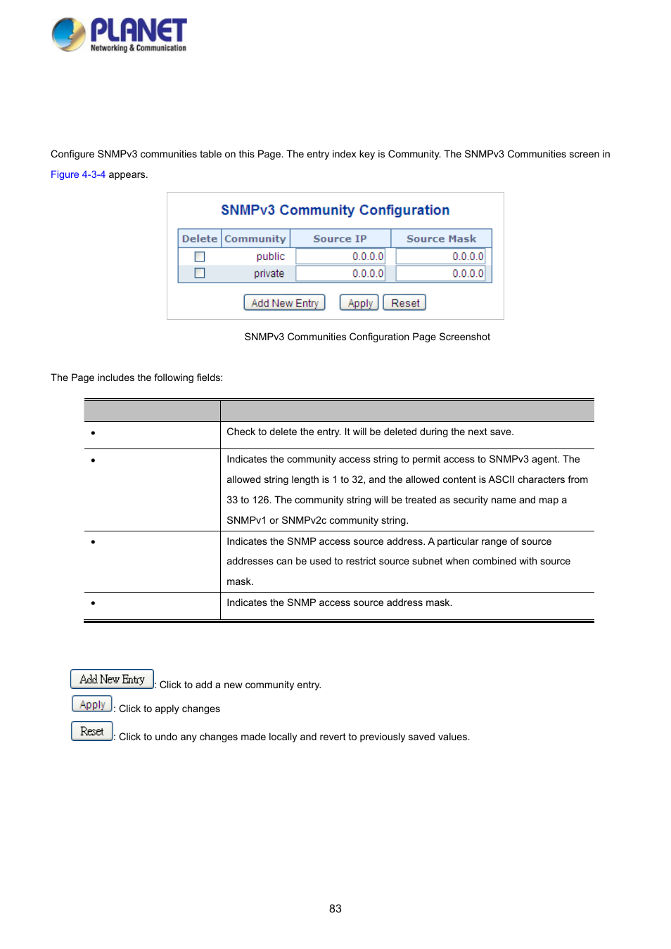 5 snmpv3 configuration, 1 snmpv3 communities | PLANET SGS-5220-24P2X User Manual | Page 83 / 373