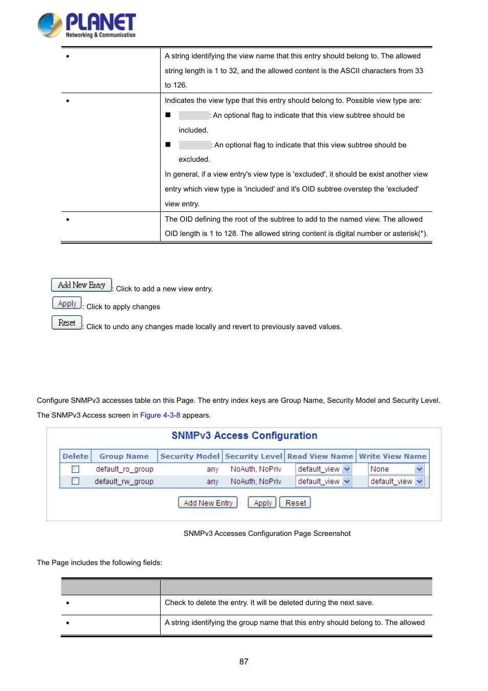 5 snmpv3 access | PLANET SGS-5220-24P2X User Manual | Page 87 / 373