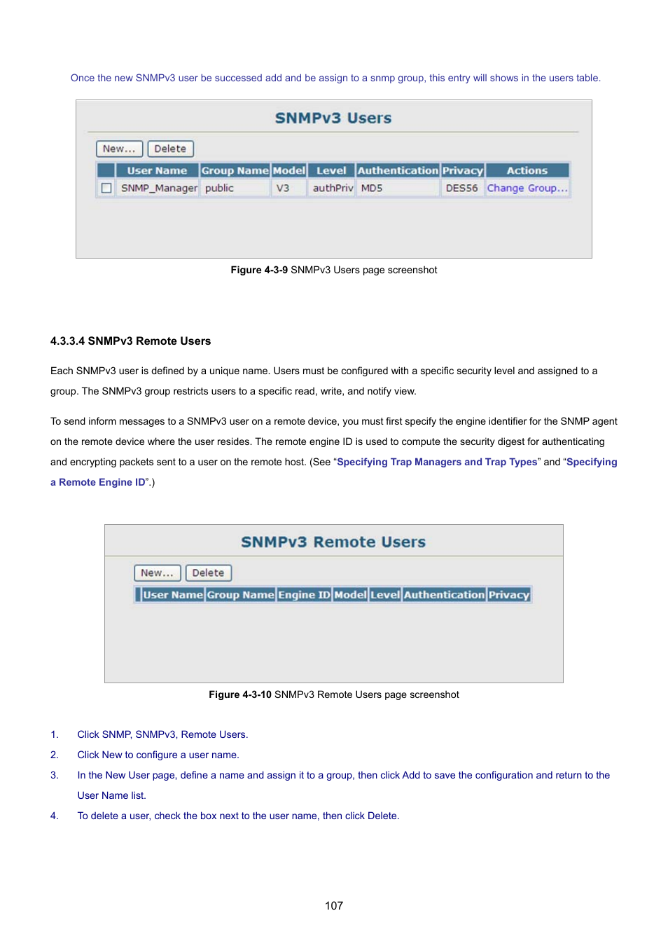 4 snmpv3 remote users | PLANET SGSD-1022 User Manual | Page 107 / 693
