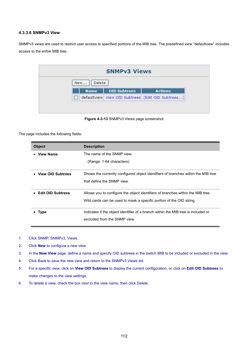 6 snmpv3 view | PLANET SGSD-1022 User Manual | Page 112 / 693