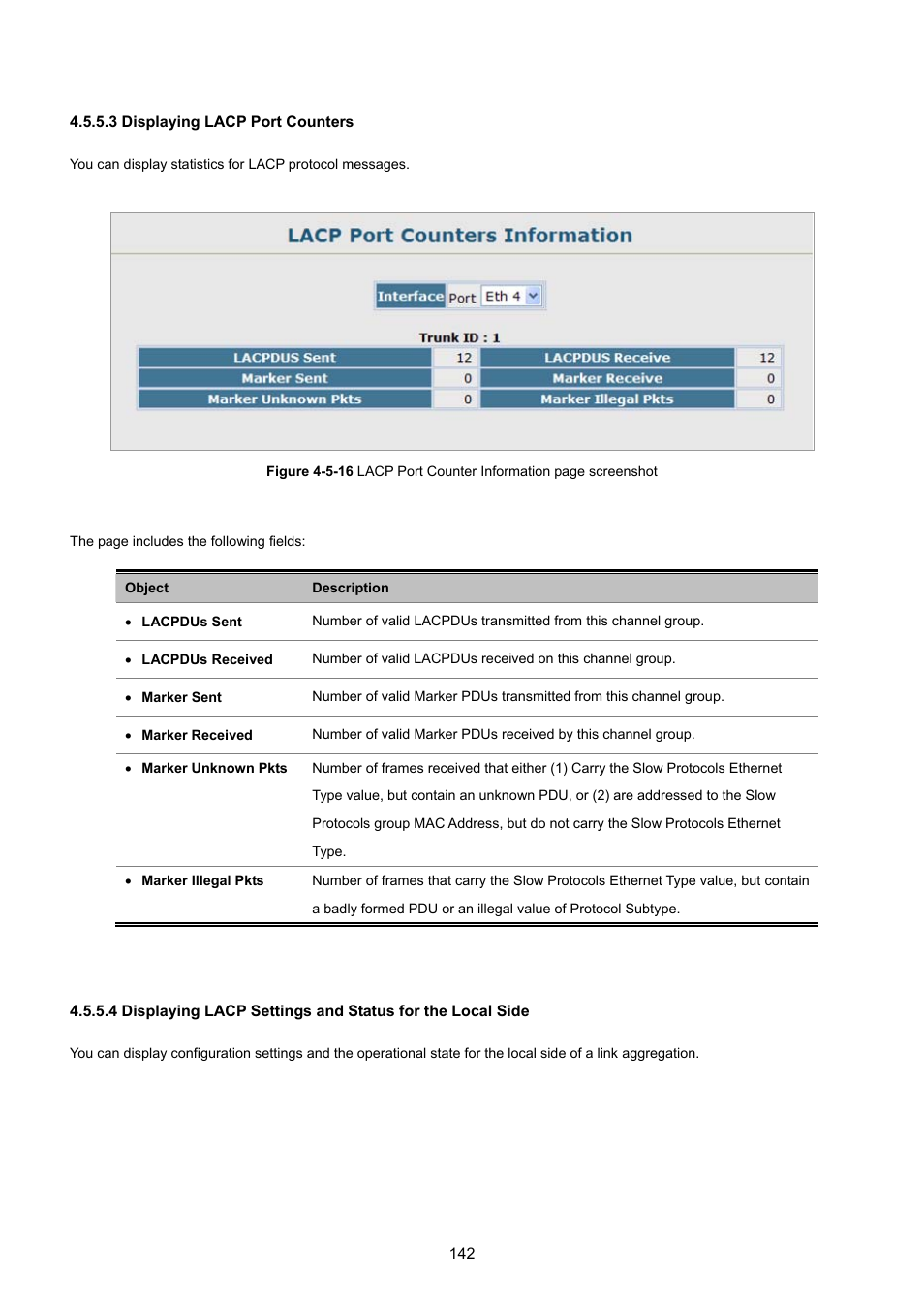 3 displaying lacp port counters | PLANET SGSD-1022 User Manual | Page 142 / 693