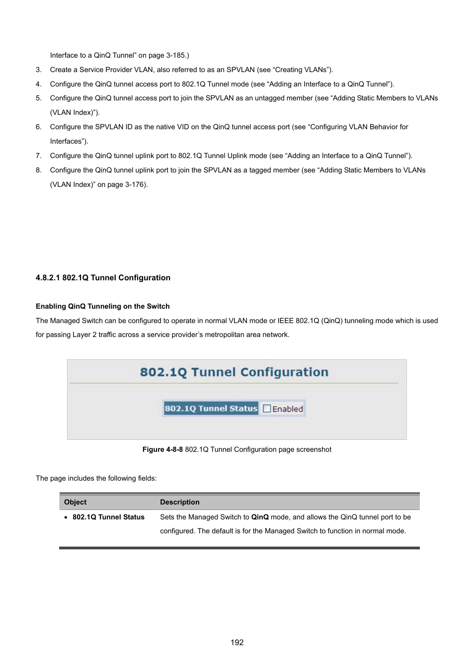 1 802.1q tunnel configuration | PLANET SGSD-1022 User Manual | Page 192 / 693
