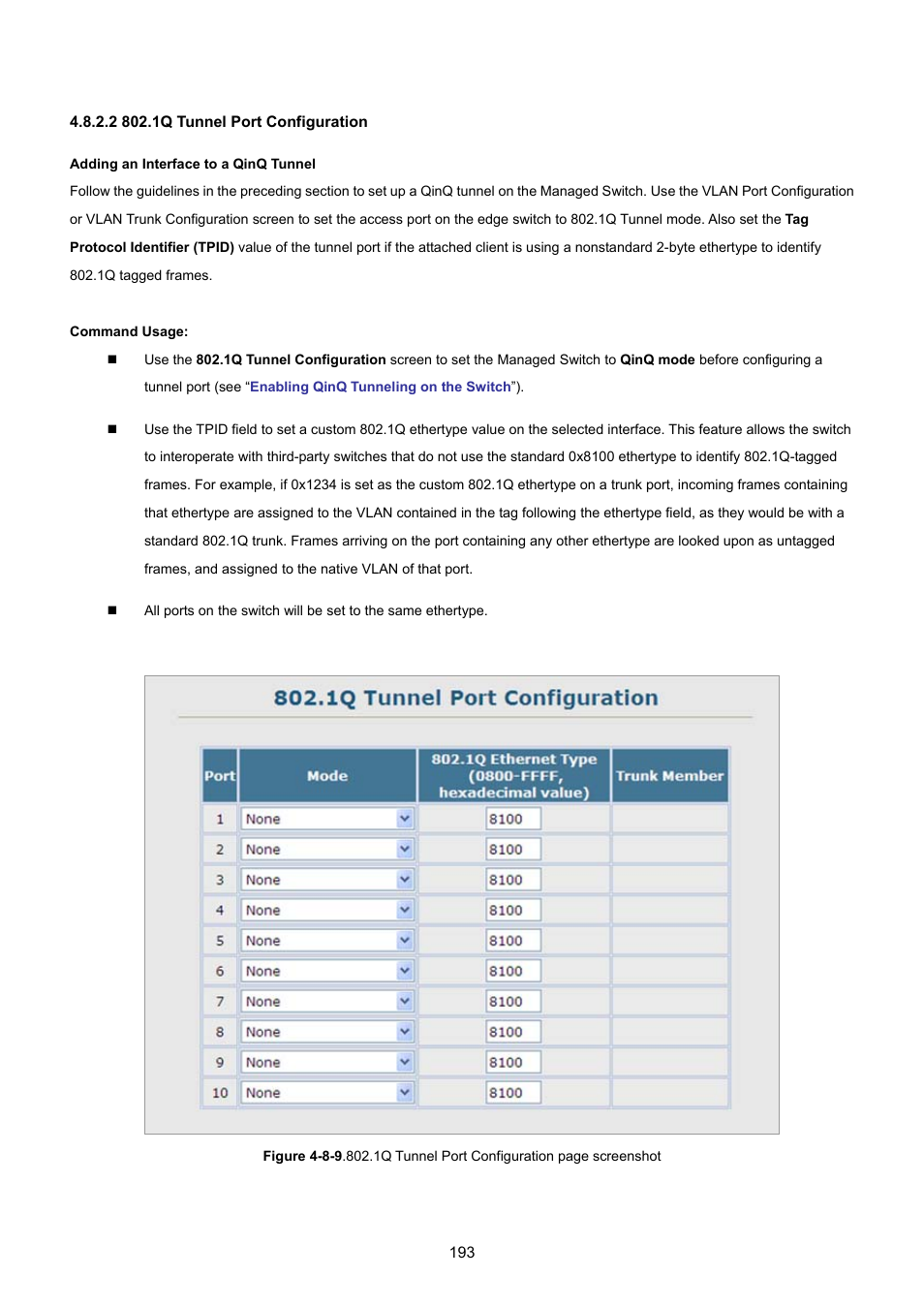 2 802.1q tunnel port configuration | PLANET SGSD-1022 User Manual | Page 193 / 693