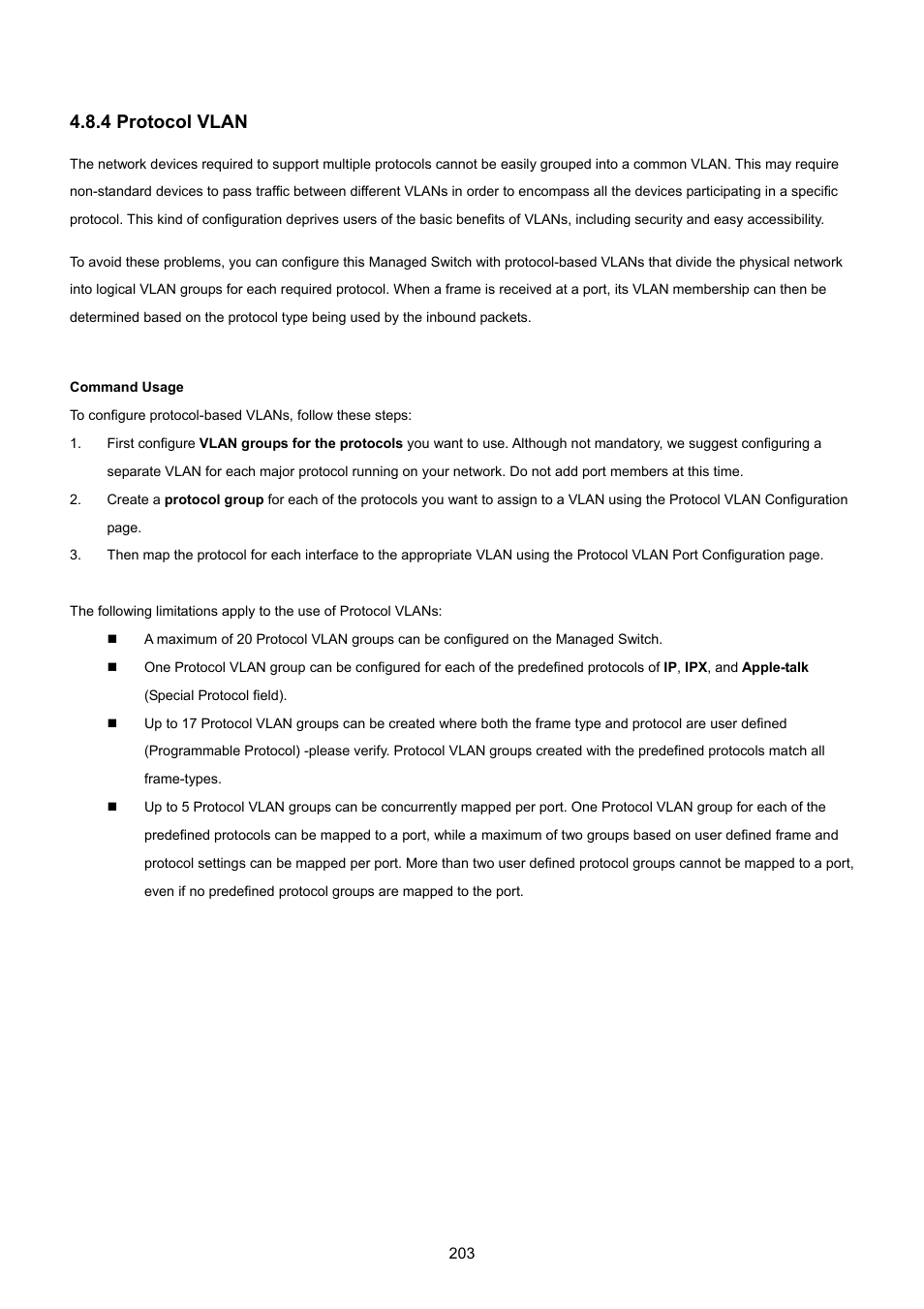 4 protocol vlan | PLANET SGSD-1022 User Manual | Page 203 / 693