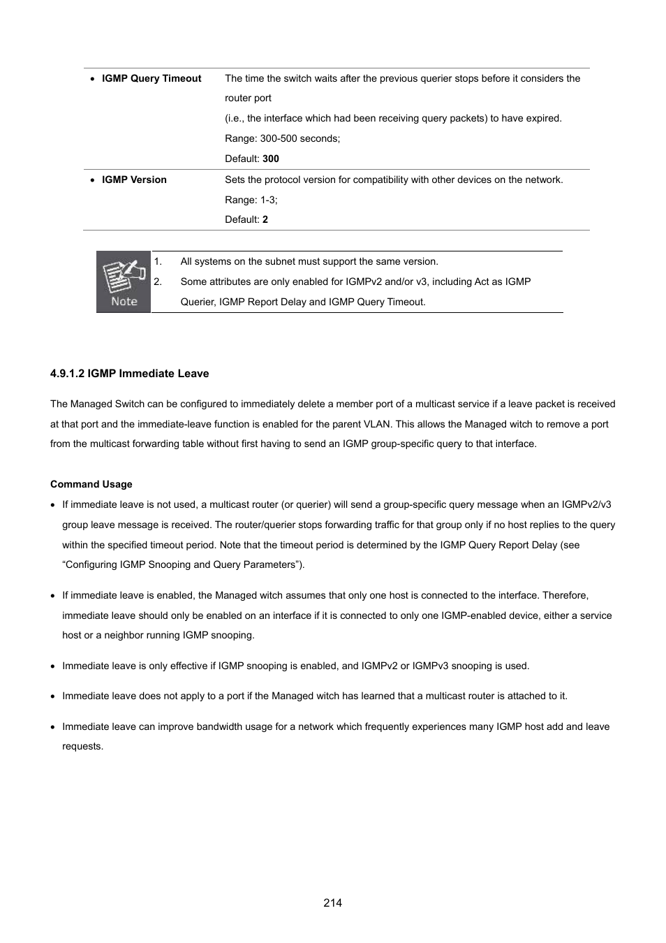 2 igmp immediate leave | PLANET SGSD-1022 User Manual | Page 214 / 693