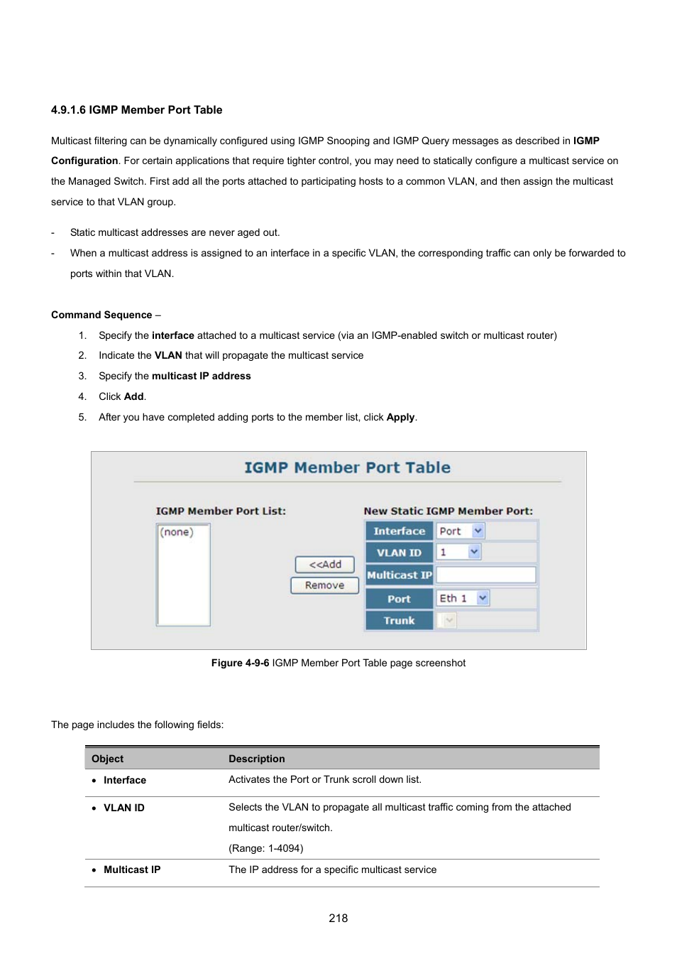 6 igmp member port table | PLANET SGSD-1022 User Manual | Page 218 / 693