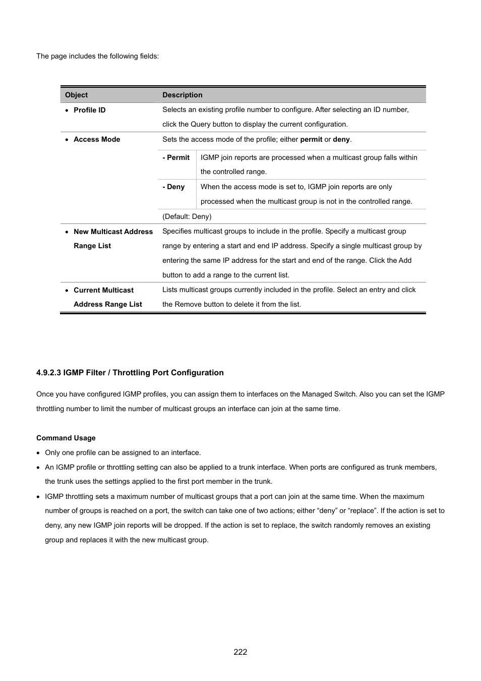 3 igmp filter / throttling port configuration | PLANET SGSD-1022 User Manual | Page 222 / 693