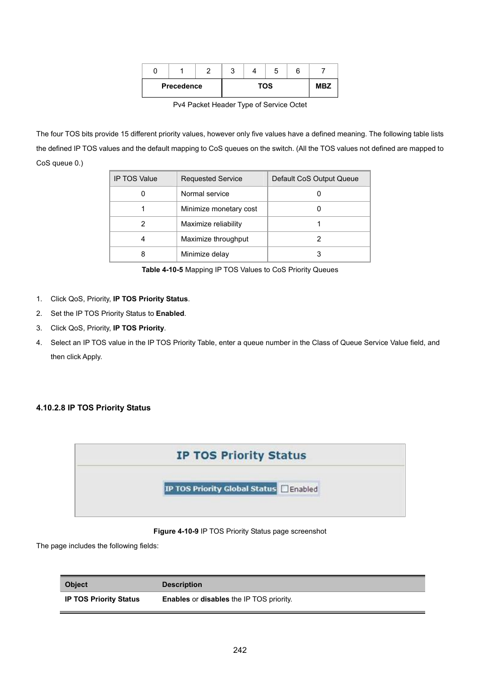 8 ip tos priority status | PLANET SGSD-1022 User Manual | Page 242 / 693