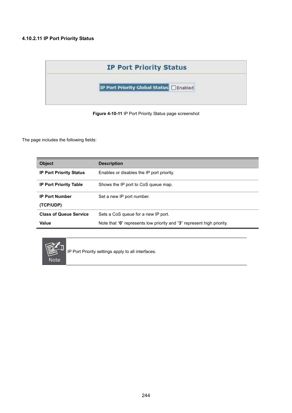 11 ip port priority status | PLANET SGSD-1022 User Manual | Page 244 / 693