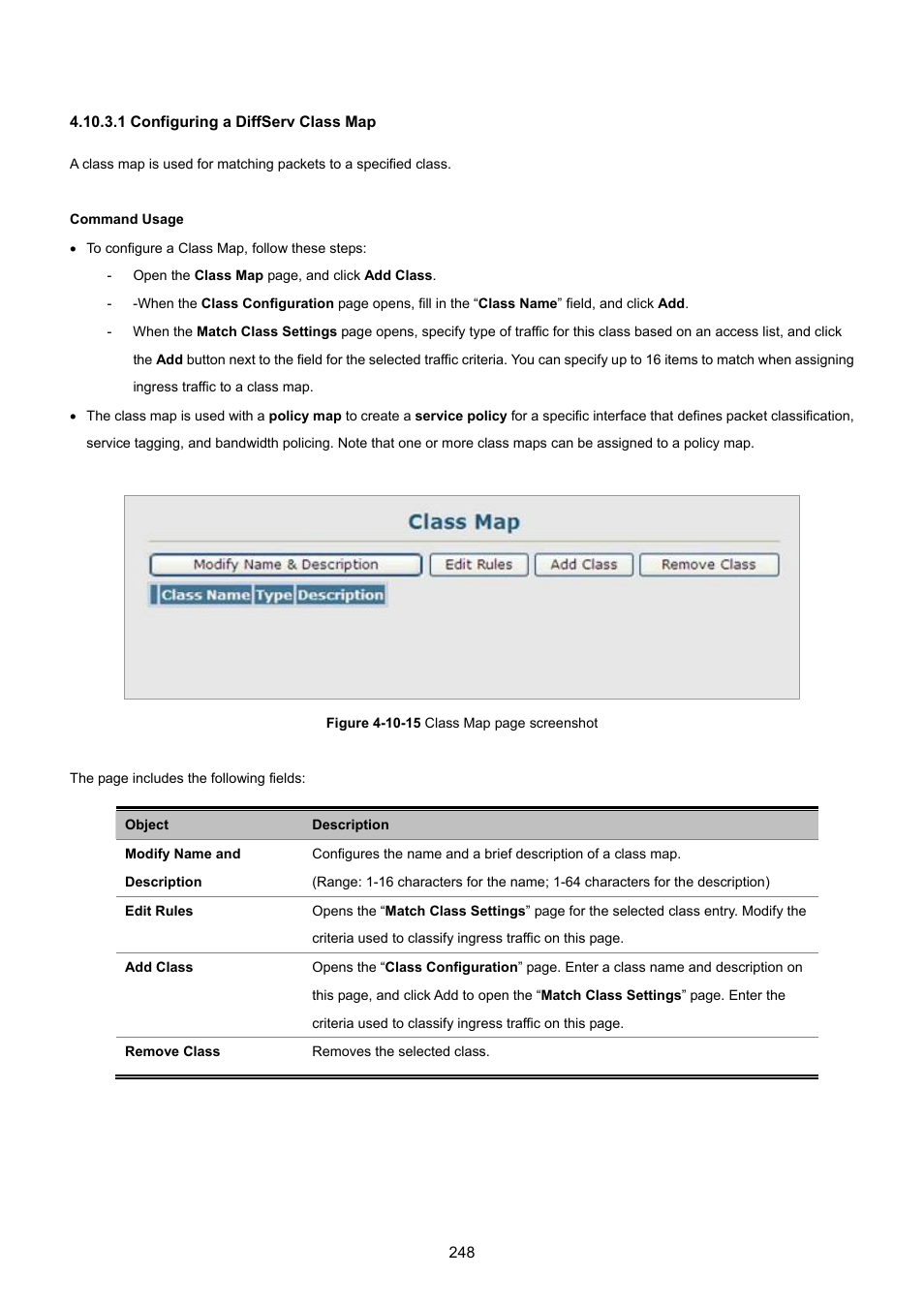 1 configuring a diffserv class map | PLANET SGSD-1022 User Manual | Page 248 / 693