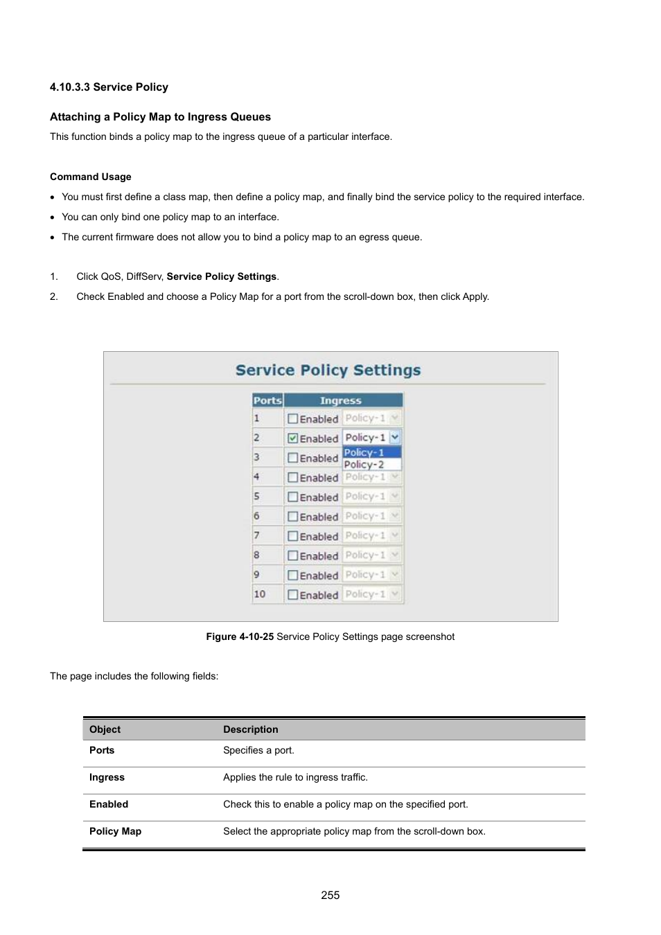 3 service policy | PLANET SGSD-1022 User Manual | Page 255 / 693