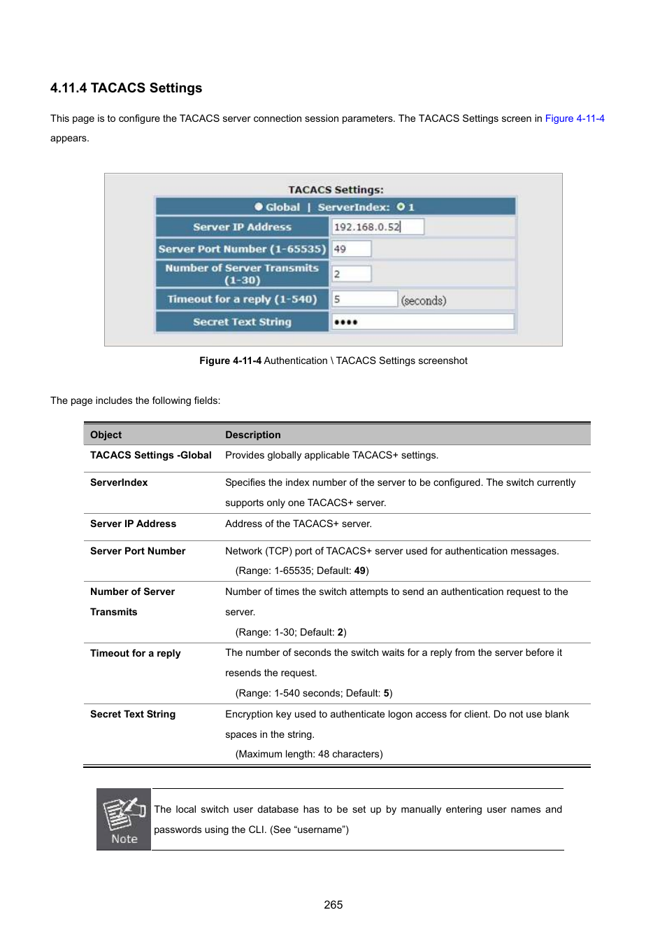 4 tacacs settings | PLANET SGSD-1022 User Manual | Page 265 / 693