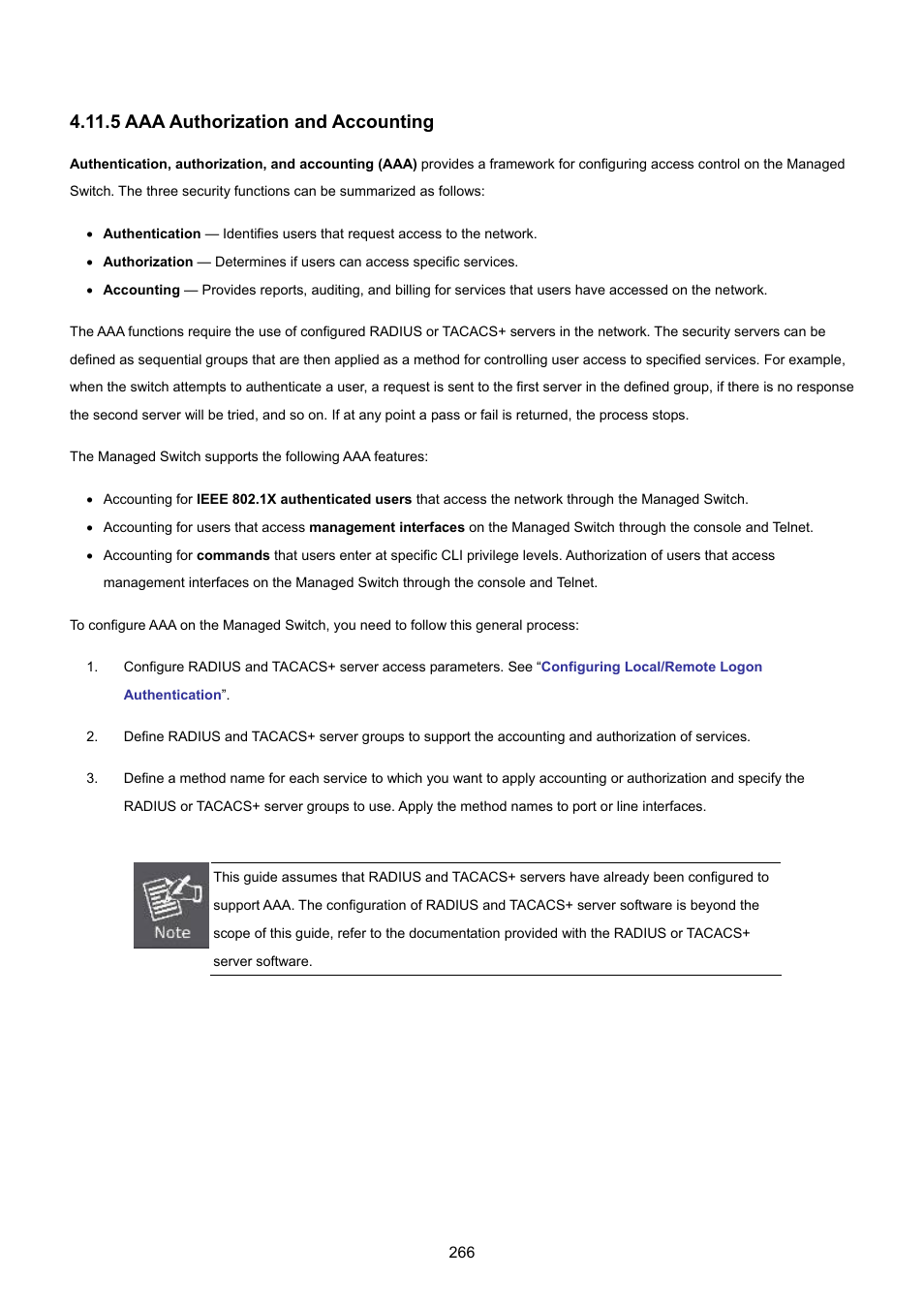 5 aaa authorization and accounting | PLANET SGSD-1022 User Manual | Page 266 / 693