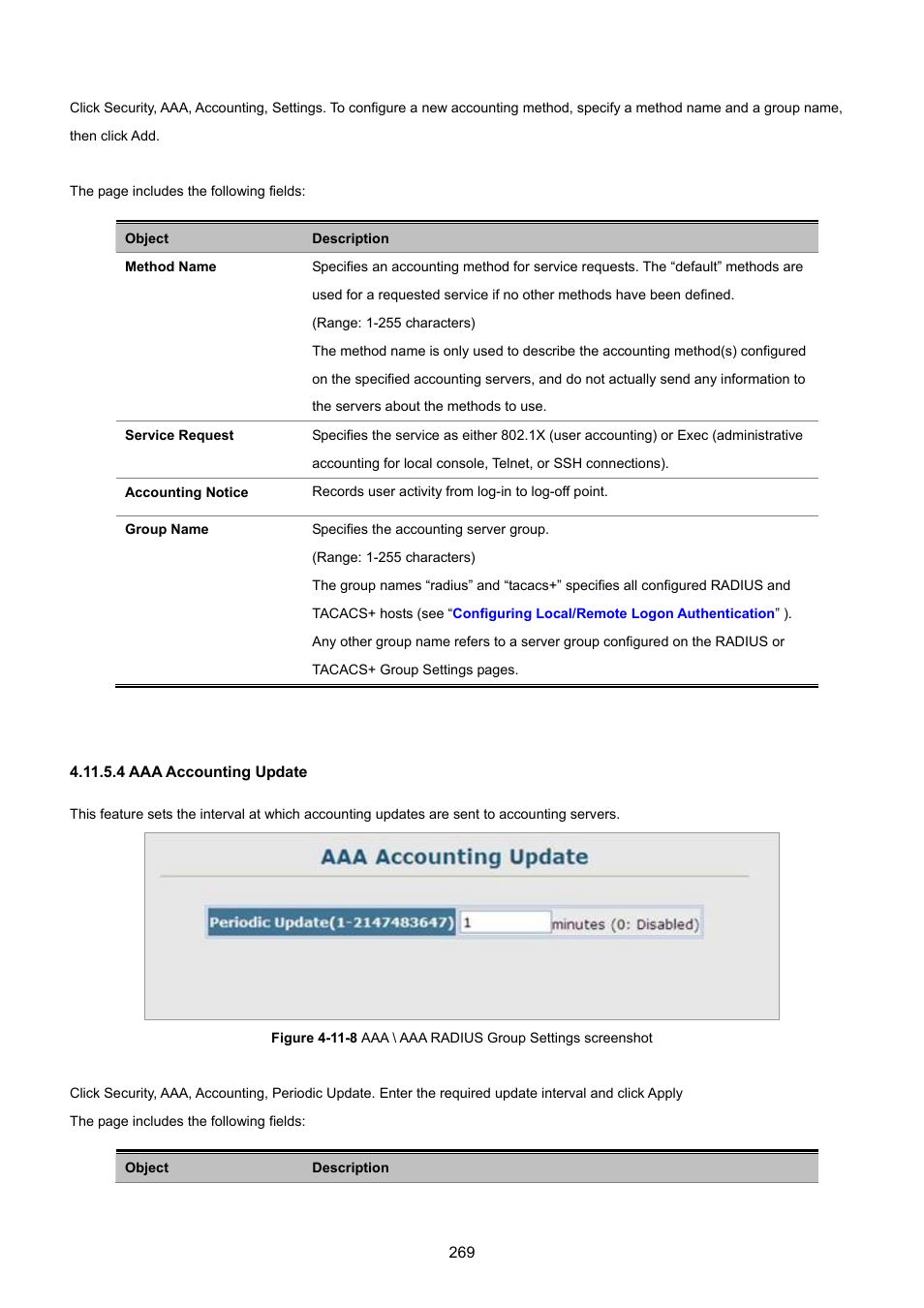 4 aaa accounting update | PLANET SGSD-1022 User Manual | Page 269 / 693