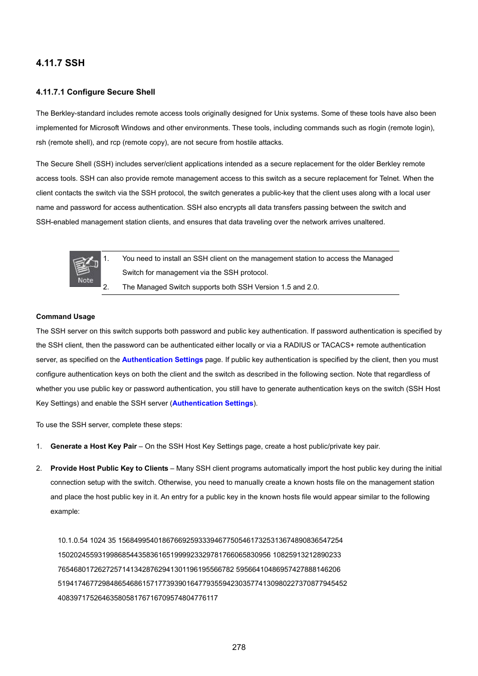 7 ssh, 1 configure secure shell | PLANET SGSD-1022 User Manual | Page 278 / 693