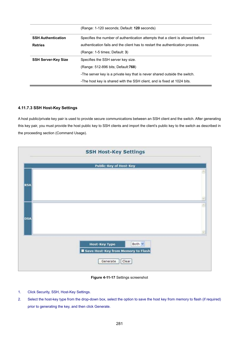 3 ssh host-key settings | PLANET SGSD-1022 User Manual | Page 281 / 693