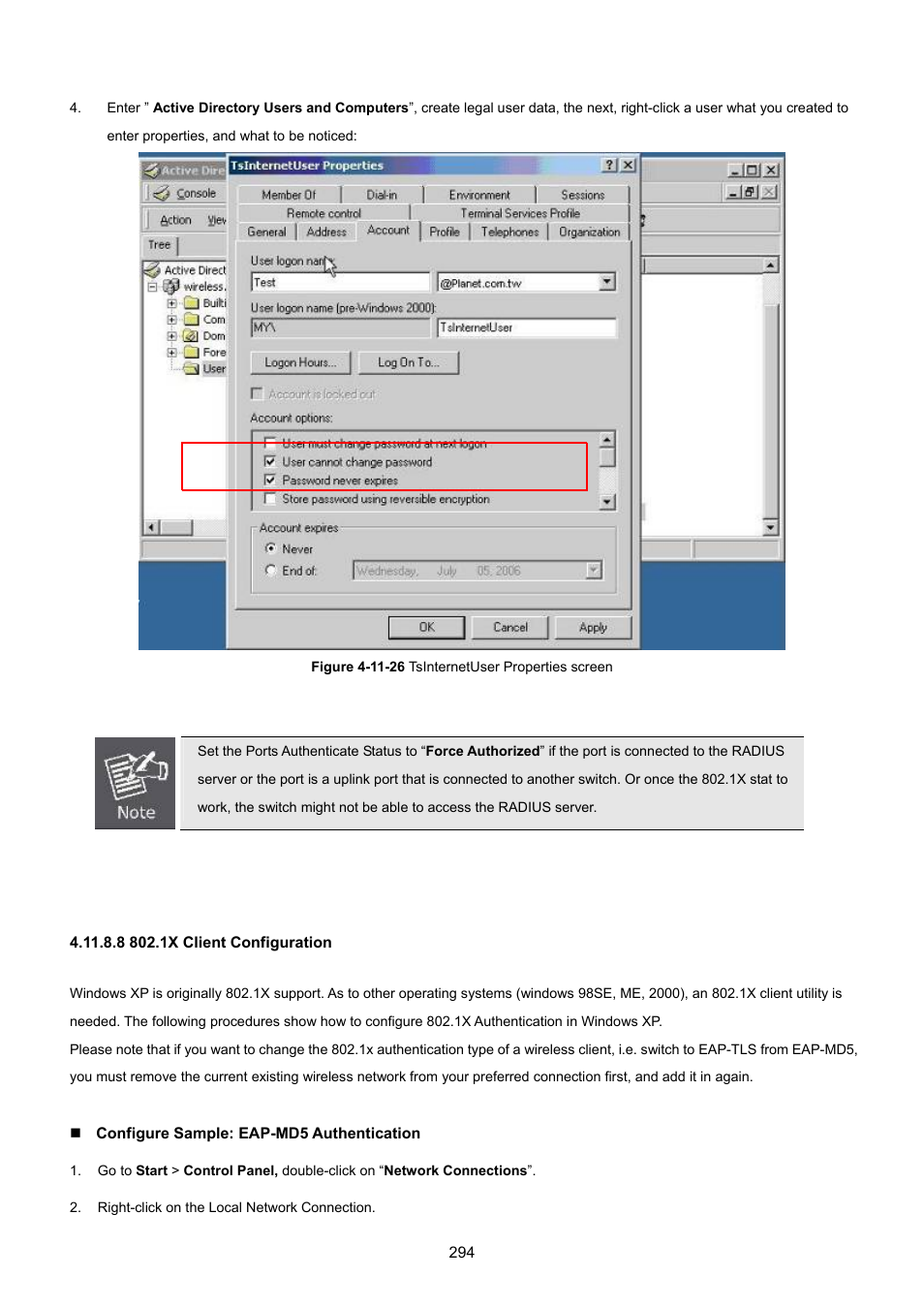 8 802.1x client configuration | PLANET SGSD-1022 User Manual | Page 294 / 693