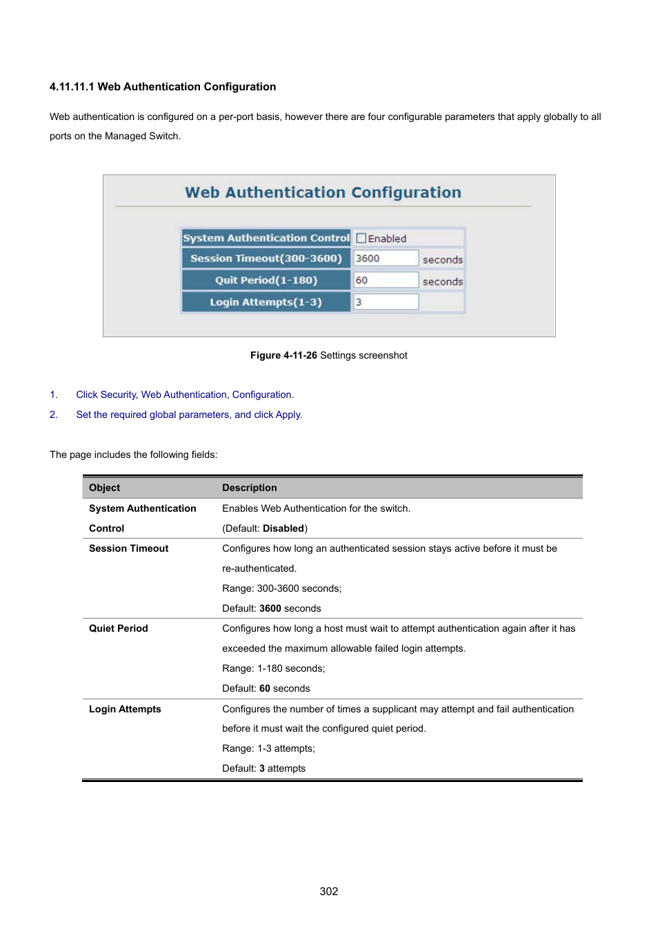 1 web authentication configuration | PLANET SGSD-1022 User Manual | Page 302 / 693