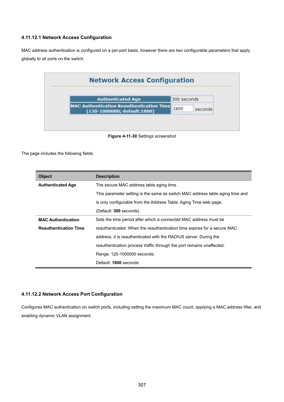 1 network access configuration, 2 network access port configuration | PLANET SGSD-1022 User Manual | Page 307 / 693
