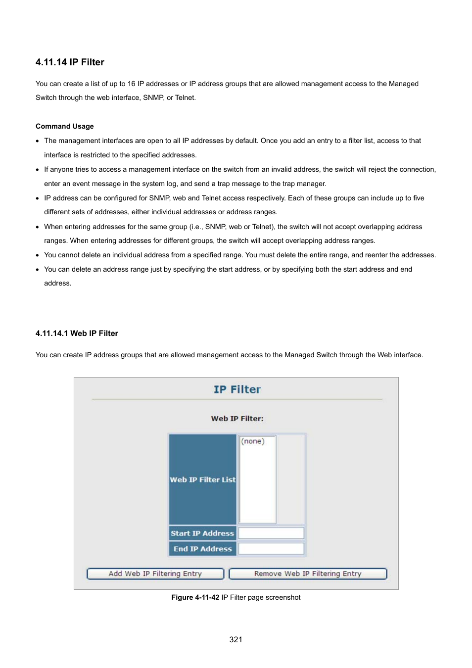 14 ip filter, 1 web ip filter | PLANET SGSD-1022 User Manual | Page 321 / 693