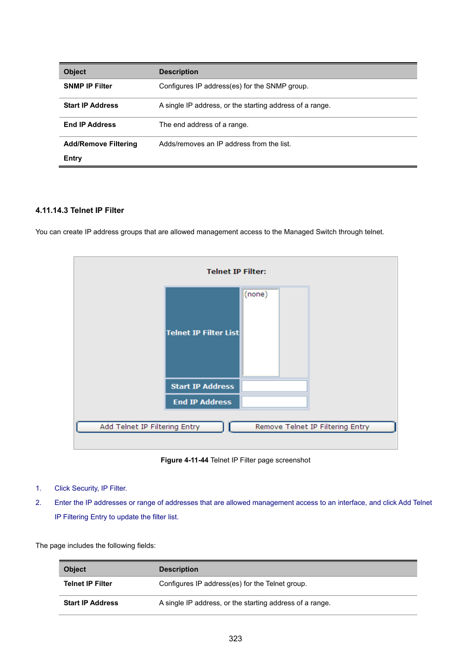 3 telnet ip filter | PLANET SGSD-1022 User Manual | Page 323 / 693
