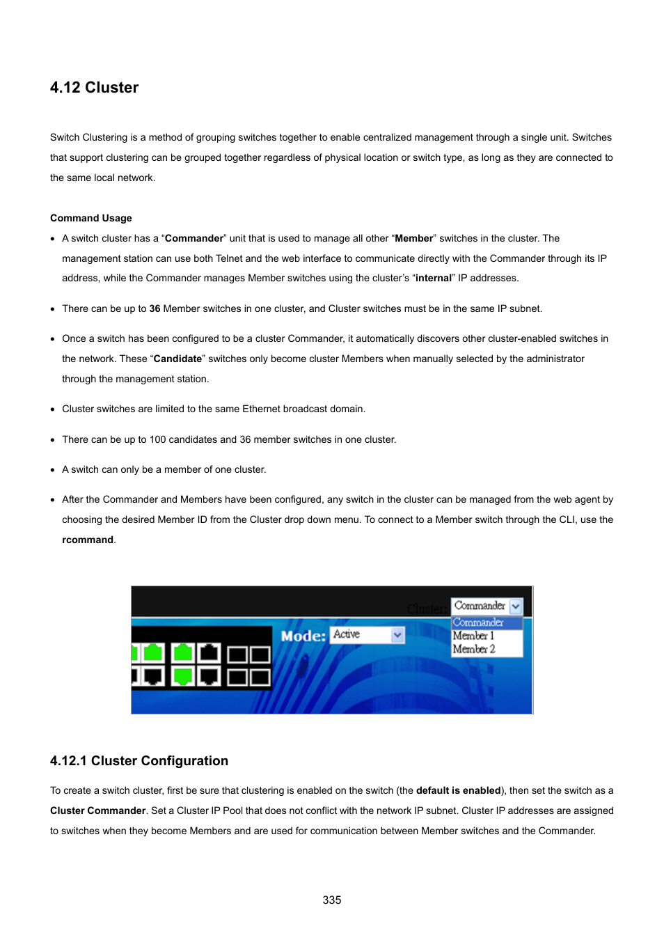 12 cluster, 1 cluster configuration | PLANET SGSD-1022 User Manual | Page 335 / 693